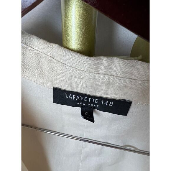 Lafayette 148 Cream Linen Mid Length Short Sleeve Tunic Dress Sz. XL - Picture 4 of 6